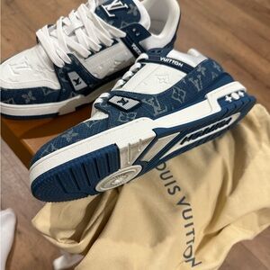 Louis Vuitton Denim Run Away Trainers Sneakers - size 13